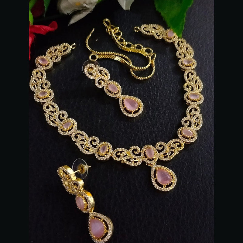 FS Collection Gold Plated AD Choker Necklace Set