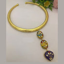 FS Collection Gold Plated Kundan Stone Necklace