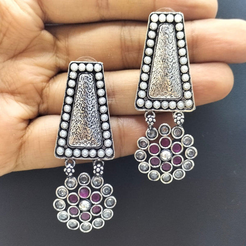 FS Collection Oxidised Plated Pota Stone Dangler Earrings