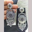 FS Collection Oxidised Plated Pota Stone And Pearls Dangler Earrings
