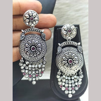 FS Collection Oxidised Plated Pota Stone And Pearls Dangler Earrings