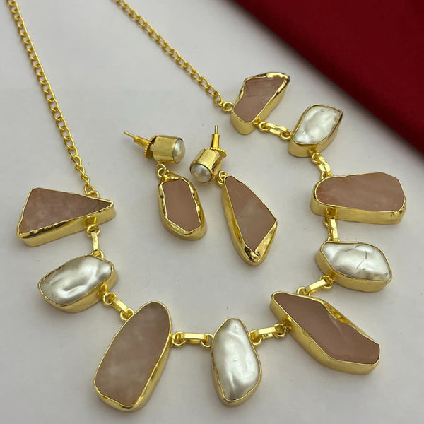 FS Collection Gold Plated Stone Necklace Set