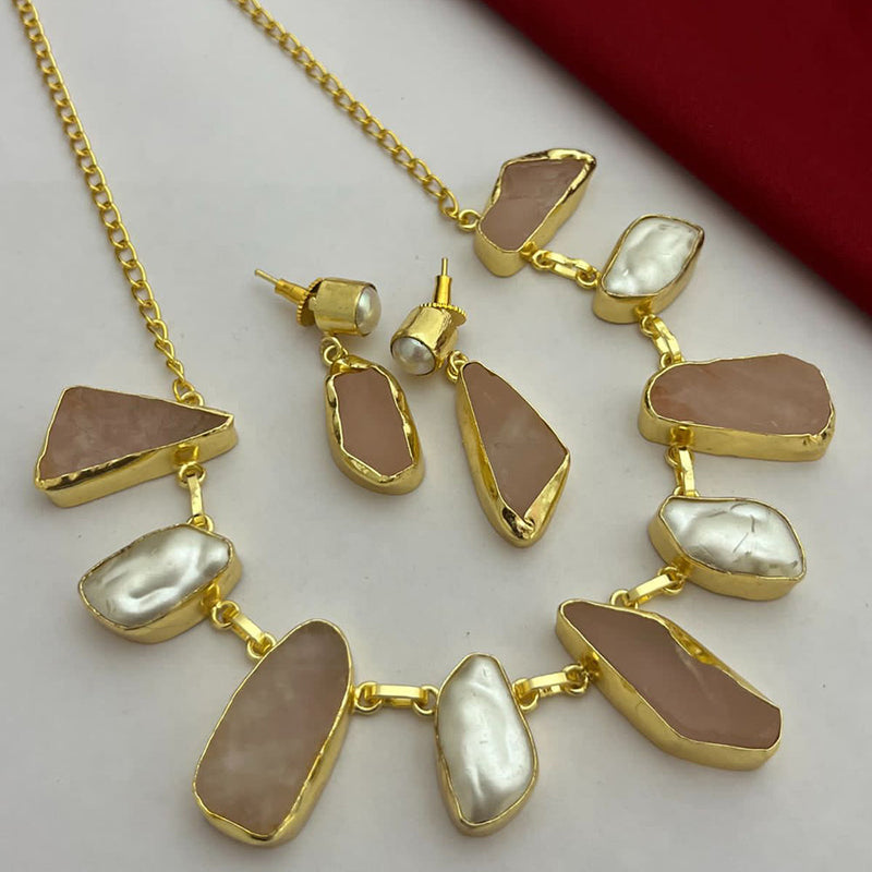 FS Collection Gold Plated Stone Necklace Set