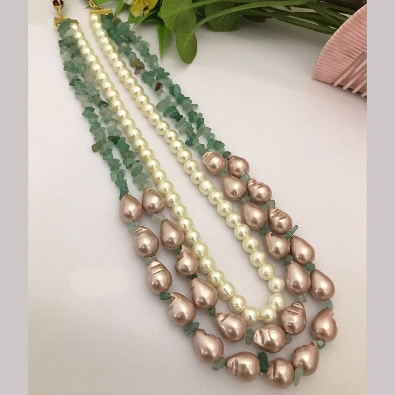 FS Collection Pearl Multi Layer Long Necklace