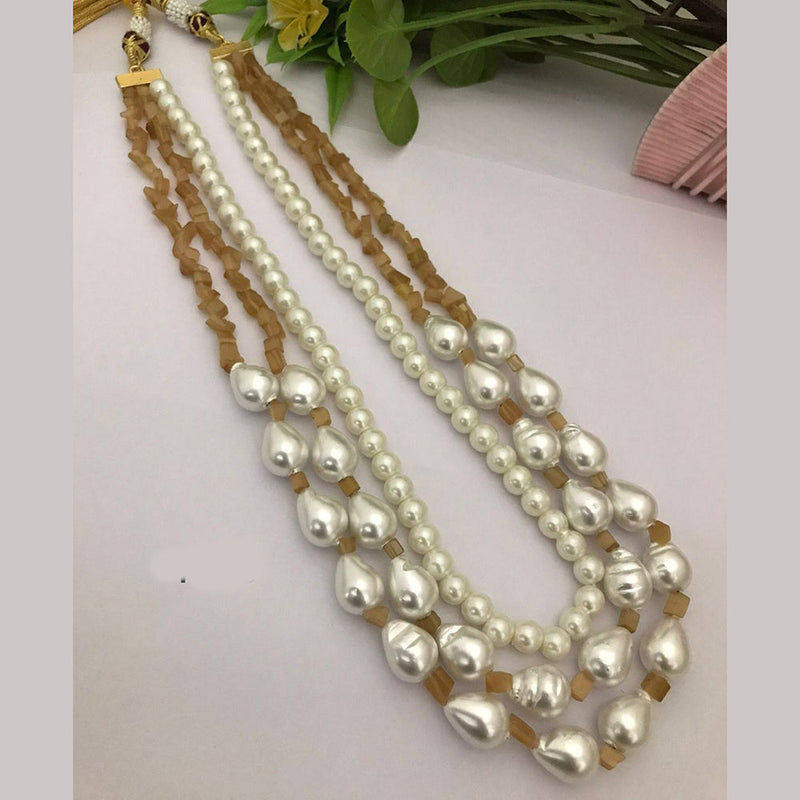 FS Collection Pearl Multi Layer Long Necklace