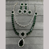 FS Collection Silver Plated AD Necklace Set
