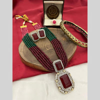 FS Collection 2 Tone Stone Austrian Stone And Pearls Long Necklace Set