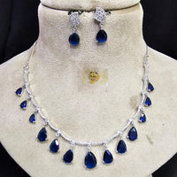 FS Collection Silver Plated Austrian Stone Necklace Set