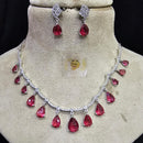 FS Collection Silver Plated Austrian Stone Necklace Set