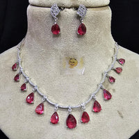 FS Collection Silver Plated Austrian Stone Necklace Set