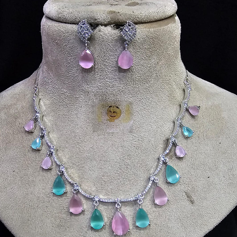 FS Collection Silver Plated Austrian Stone Necklace Set