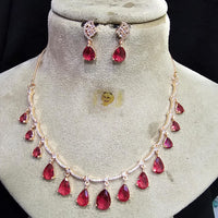 FS Collection Rose Gold Plated Austrian Stone Necklace Set