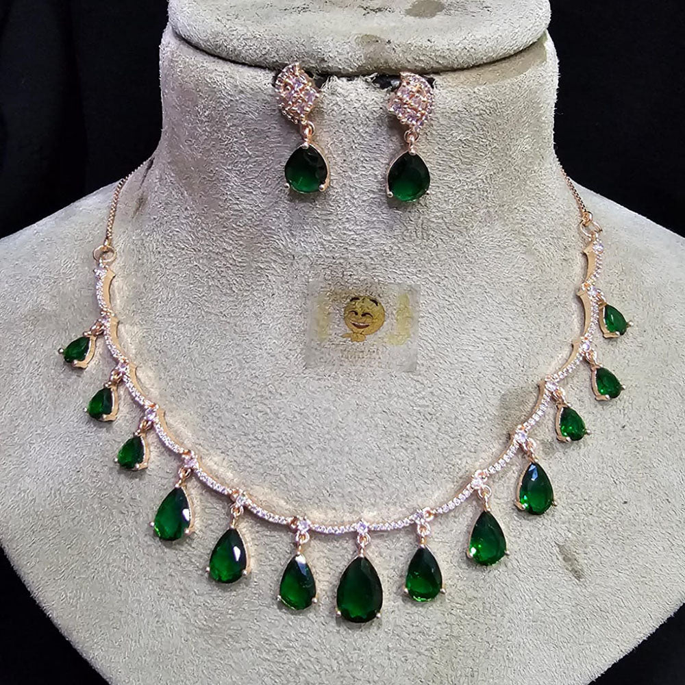 FS Collection Rose Gold Plated Austrian Stone Necklace Set