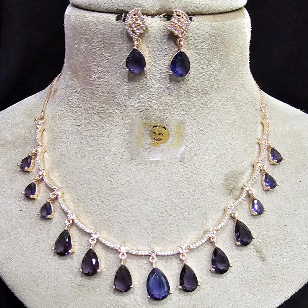 FS Collection Rose Gold Plated Austrian Stone Necklace Set
