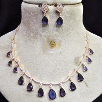 FS Collection Rose Gold Plated Austrian Stone Necklace Set