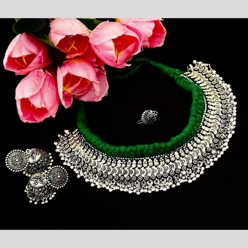 FS Collection Oxidised Plated Necklace Set