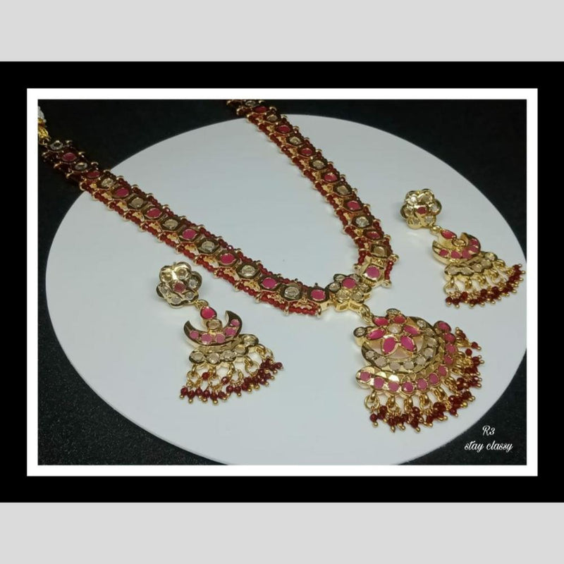 FS Collection Gold Plated Pota Stone  Necklace Set