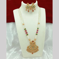 FS Collection Gold Plated Pearl Long Necklace Set