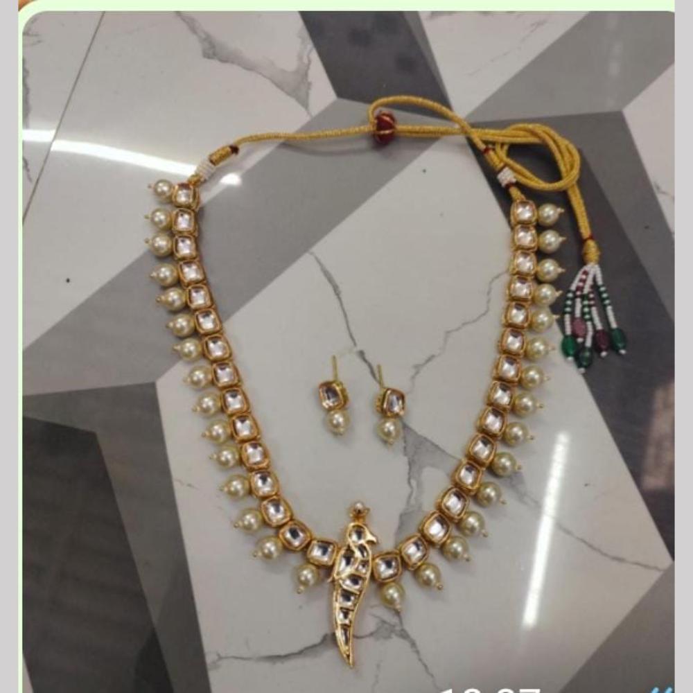 FS Collection Gold Plated Kundan Stone  Necklace Set
