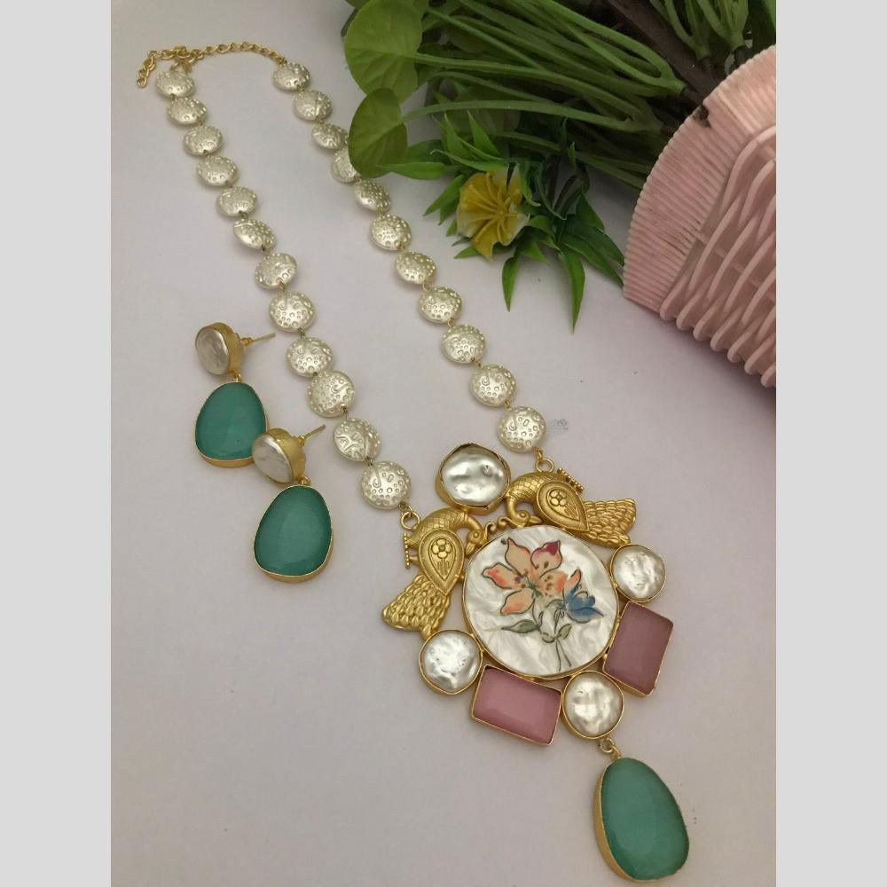 FS Collection Gold Plated Mother Of Pearl Necklace Set