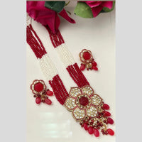 FS Collection Gold Plated Kundan Stone Pearl And Beads Necklace Set