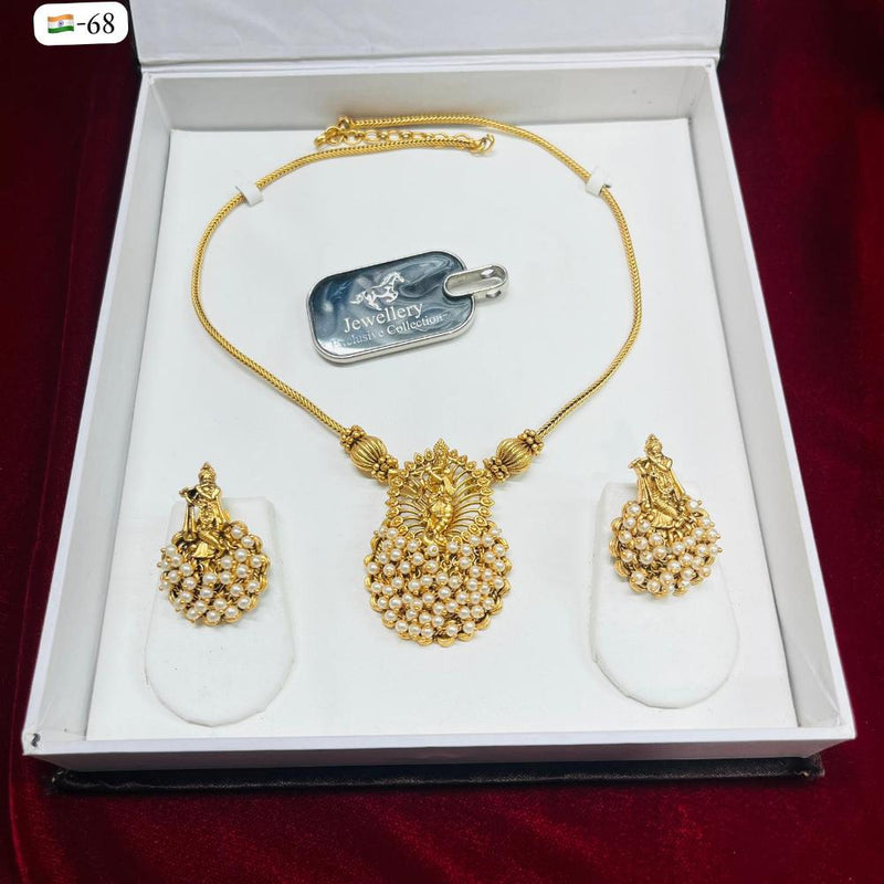 FS Collection Gold Plated Temple Necklace Set