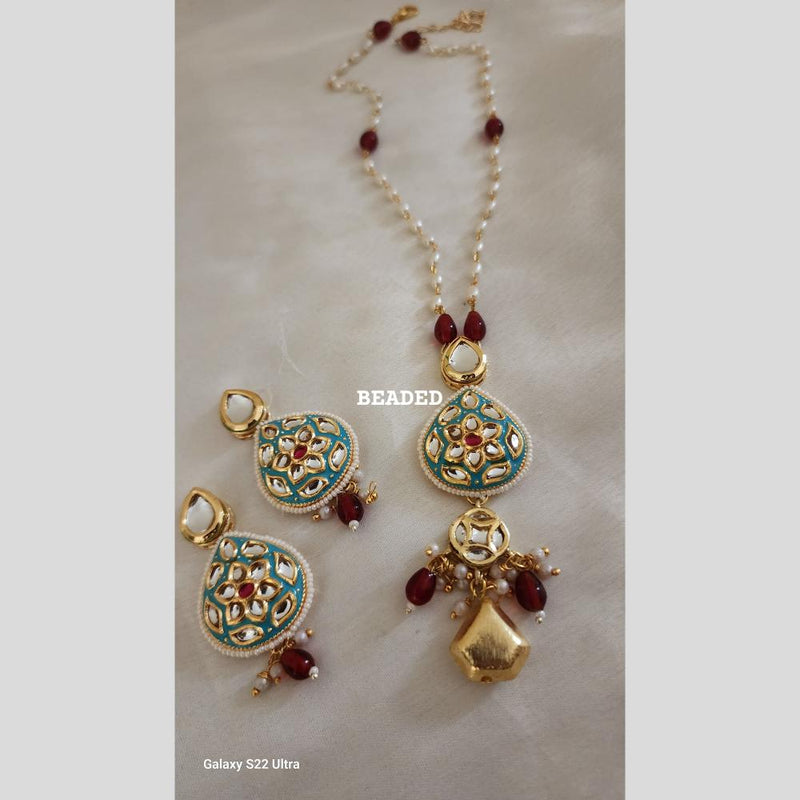 FS Collection Gold Plated Meenakari And Pearl Necklace Set