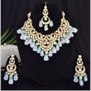 FS Collection Gold Plated Kundan Stone And Beads Necklace Set