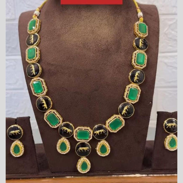 FS Collection Gold Plated Crystal Stone Necklace Set