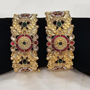 FS Collection Gold Plated Pota Stone Openable Bangle Set