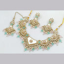 FS Collection Gold Plated Kundan Stone & Beads Necklace Set