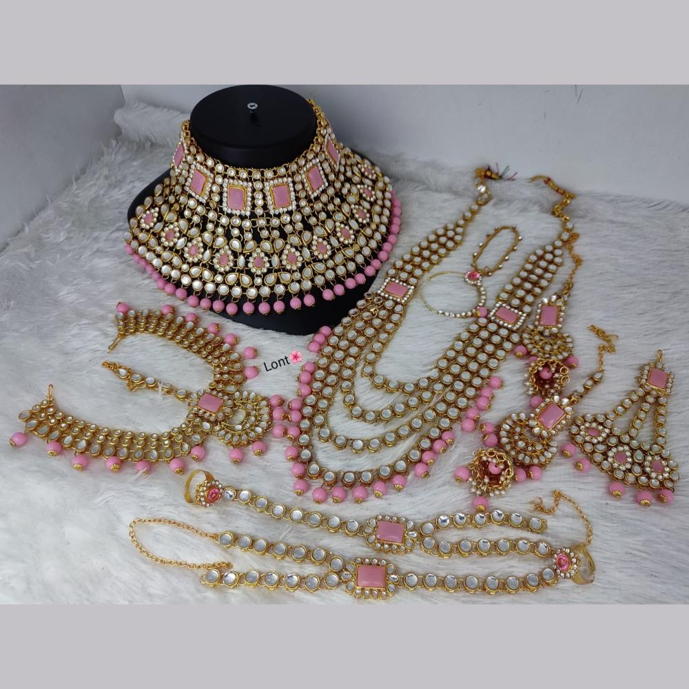 FS Collection Gold Plated Kundan Stone Bridal Set