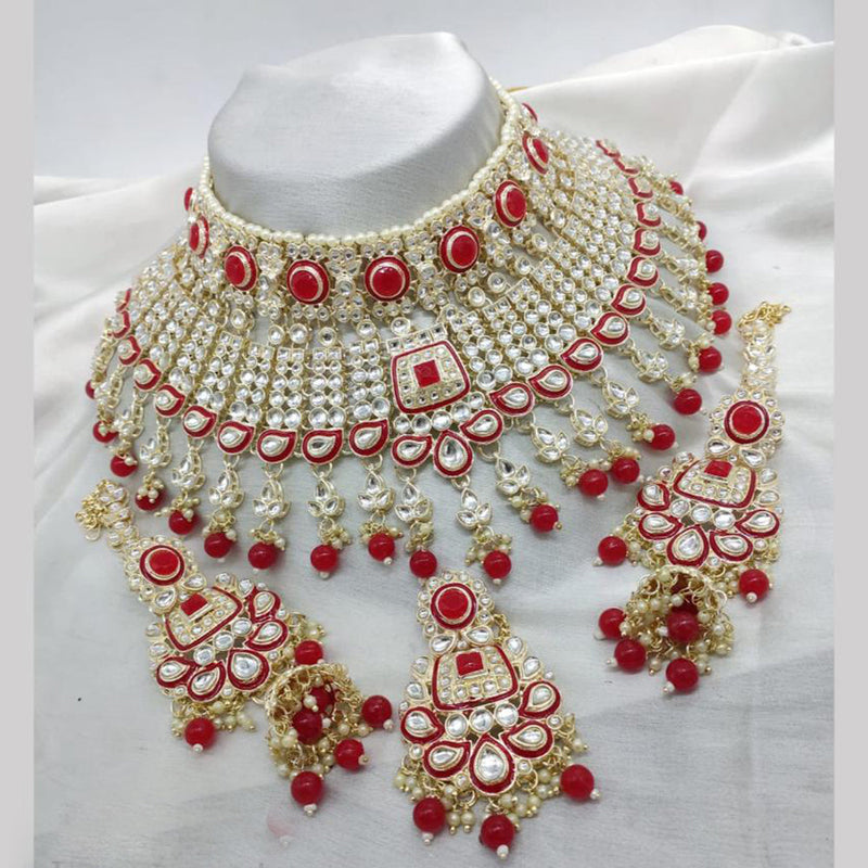 FS Collections Gold Plated Kundan Stone And Beads Choker Necklace Set