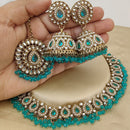 FS Collection Gold Plated Kundan Stone And Pearls Necklace Set