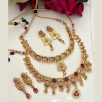 FS Collection Gold Plated Pota Stone Double Necklace Set