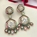 FS Collection Gold Plated Kundan Stone And Meenakari Dangler Earrings