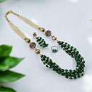 FS Collection Gold Plated Pearls And Beads Necklace Set