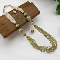 FS Collection Gold Plated Pearls And Beads Necklace Set