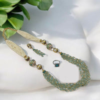 FS Collection Gold Plated Pearls And Beads Necklace Set