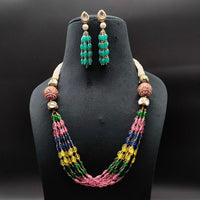 FS Collection Gold Plated Pearls And Beads Necklace Set