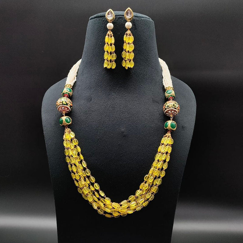 FS Collection Gold Plated Pearls And Beads Necklace Set