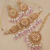FS Collection Gold Plated Pota Stone And Pearls Choker Necklace Set