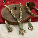 FS Collection Gold Plated Kundan Stone Necklace Set