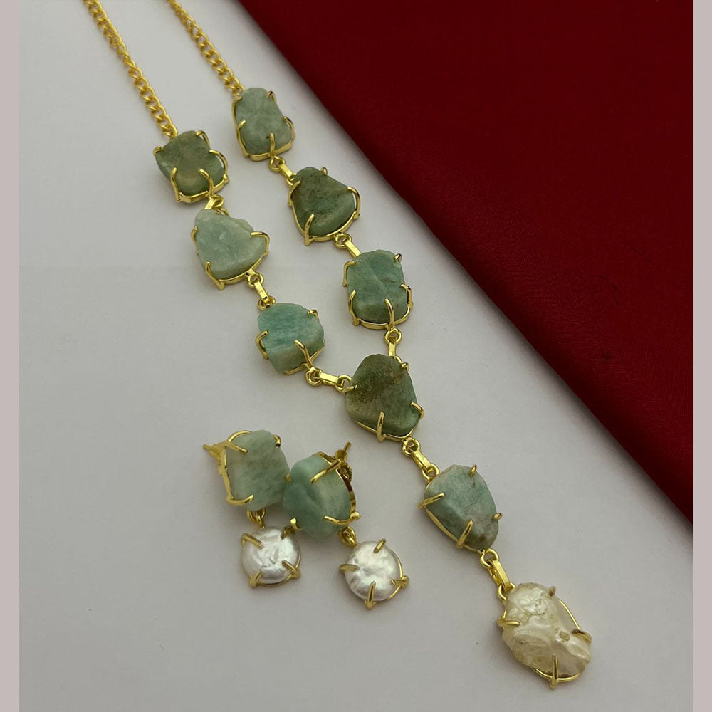 FS Collection Gold Plated Mother Of Pearls Necklace Set
