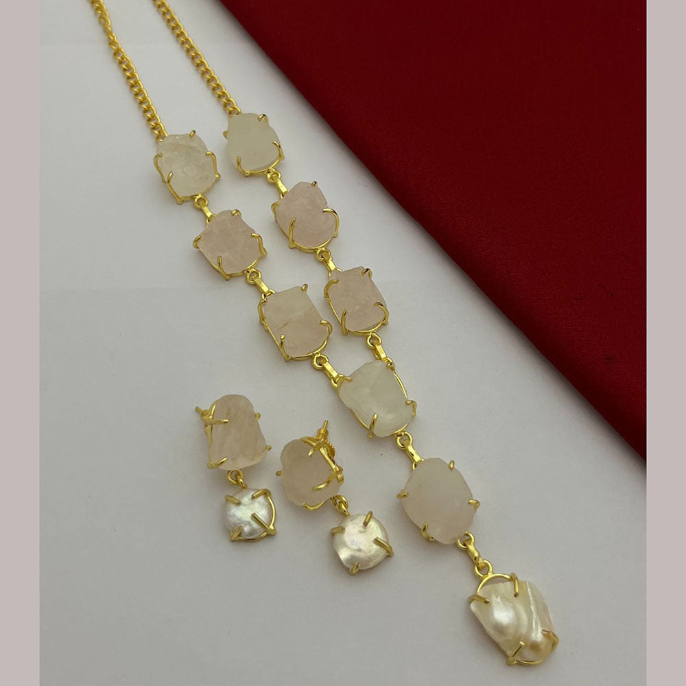 FS Collection Gold Plated Mother Of Pearls Necklace Set