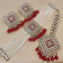 FS Collection Gold Plated Kundan Stone And Pearls Choker Necklace Set