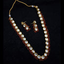 FS Collection Gold Plated Kundan Stone And Beads Necklace Set