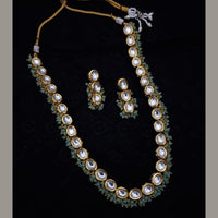 FS Collection Gold Plated Kundan Stone And Beads Necklace Set