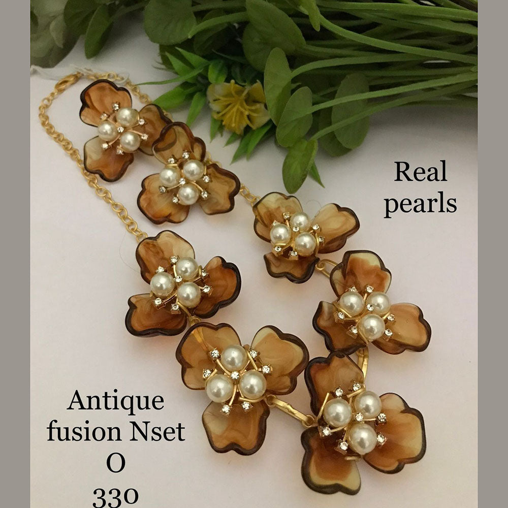 FS Collection Gold Plated Kundan Stone Necklace Set