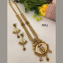 FS Collection Gold Plated Pota Stone Temple Necklace Set